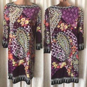Eci New York colorful print 3/4 sleeve dress Sz 8